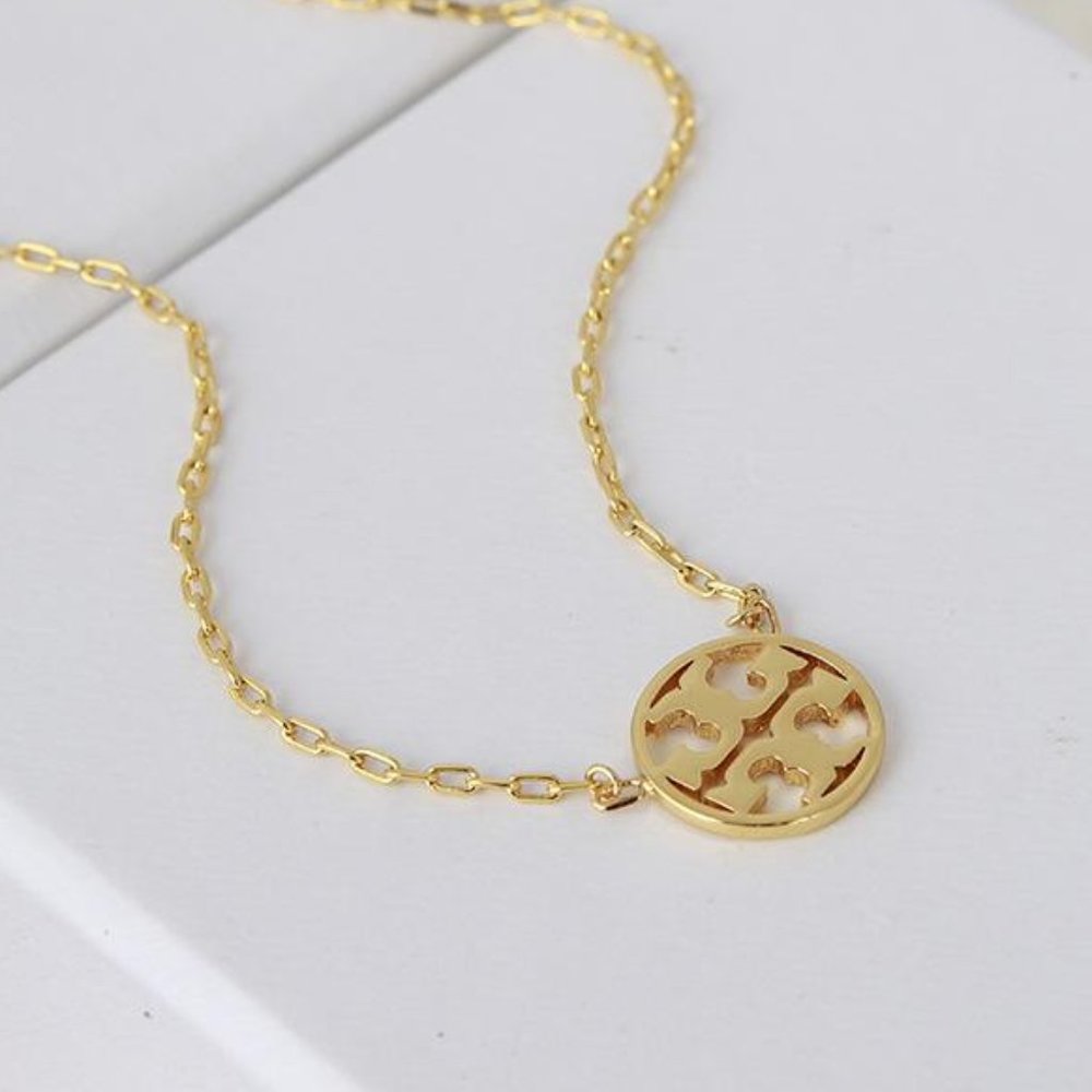 Tory Burch Gold Miller T Logo Pendant Necklace